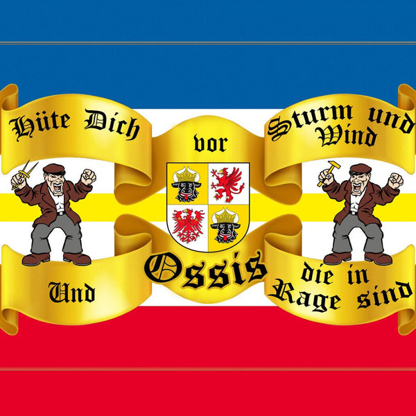 Schild Spruch Hüte dich vor Strum und Wind und Ossis die in Rage sind DDR JW
