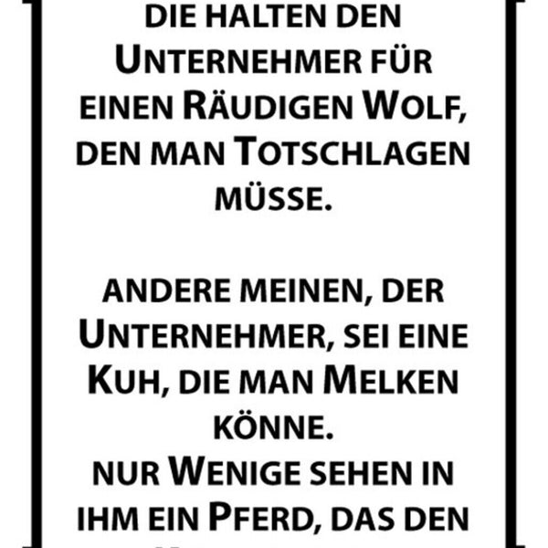 Schild Spruch Es gibt Leute die halten den Unternehmer für Winston Churchill JW