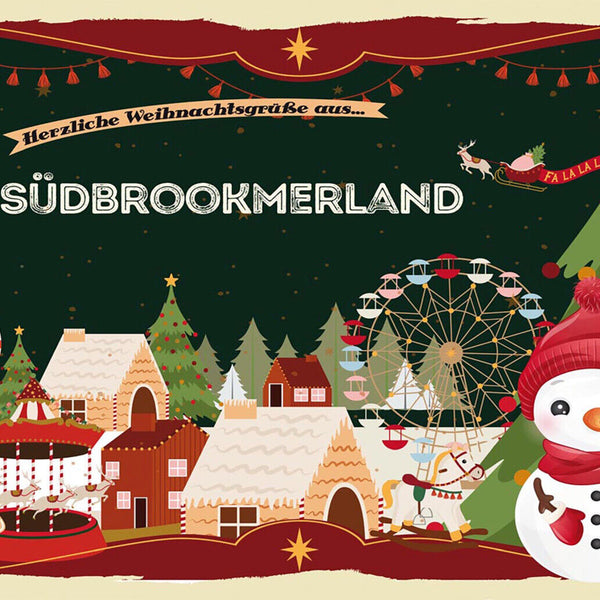 Schild Spruch Herzliche Weihnachtsgrüße aus Südbrookmerland Comic JW