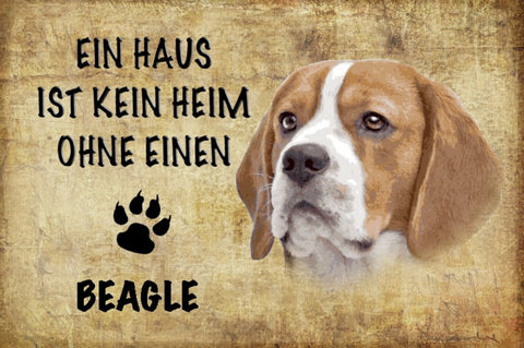 Schild Spruch Haus ist kein Heim ohne Beagle Hund JW