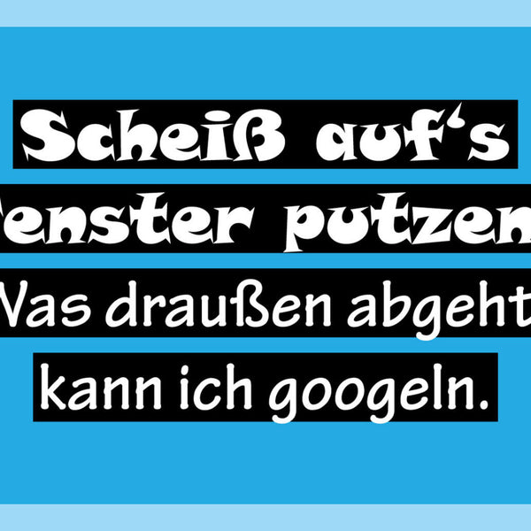 Schild Spruch Scheiß aufs Fenster putzen Was draußen abgeht kann ich googeln JW