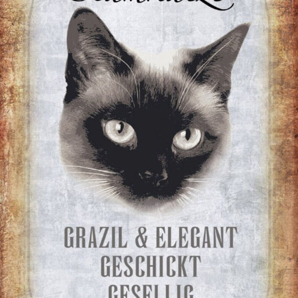 Schild Spruch Siamkatze Steckbrief Gesellig Kinderlieb JW