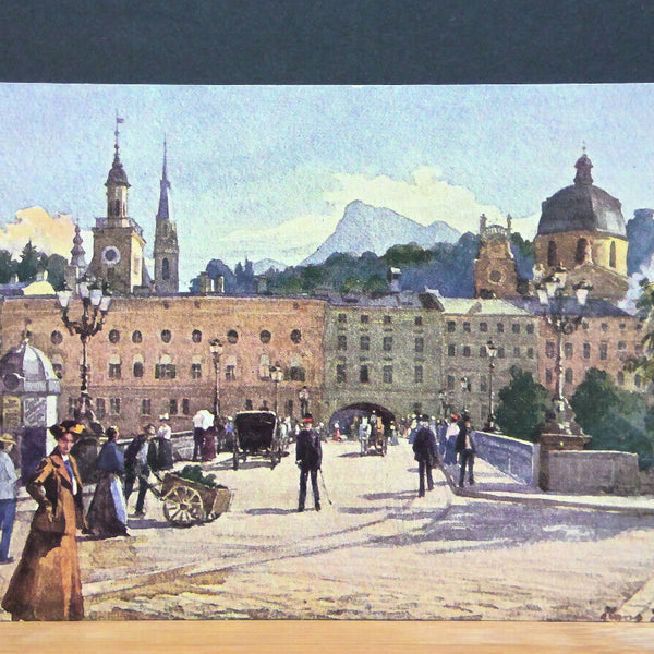 Salzburg Stadtbrücke mit Untersberg Gemälde JW 650314 C