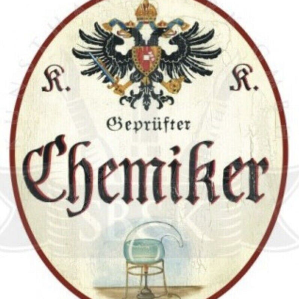 Kuk nostalgie holzschild geprüfter chemiker türschild