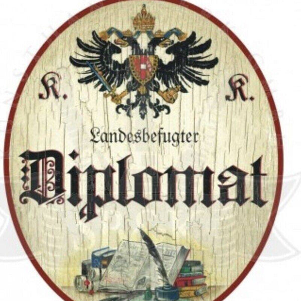Kuk nostalgie holzschild  landesbefugter diplomat