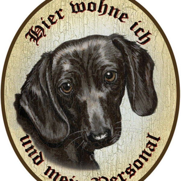Kuk nostalgie türschild dackel schwarz hier wohne ich und mein personal