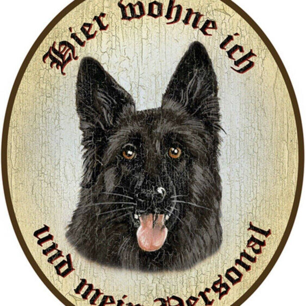 Kuk nostalgie türschild schwarzer schäferhund hier wohne ich und mein personal