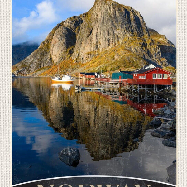 Schild Norway Norwegen Lofoten Insel Schiff Hafen 12x18 20x30 30x40 Blech/Holz
