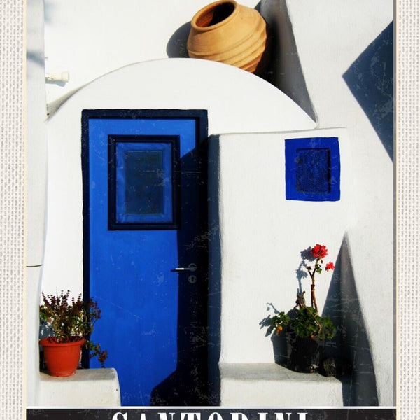 Schild Santorini Greece Griechenland Haus Eingang 12x18 20x30 30x40 Blech/Holz