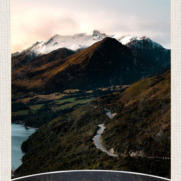 Schild New Zealand Neuseeland Landschaft Berg 12x18 20x30 30x40 Blech/Holz