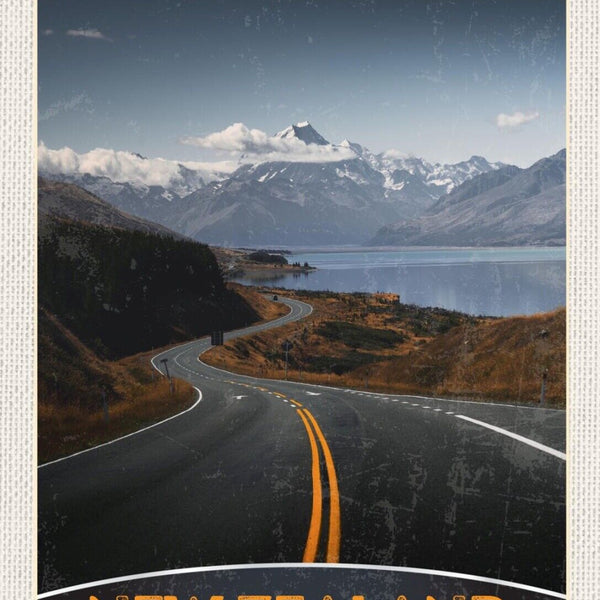 Schild New Zealand Neuseeland Mount Cook Berg 12x18 20x30 30x40 Blech od. Holz