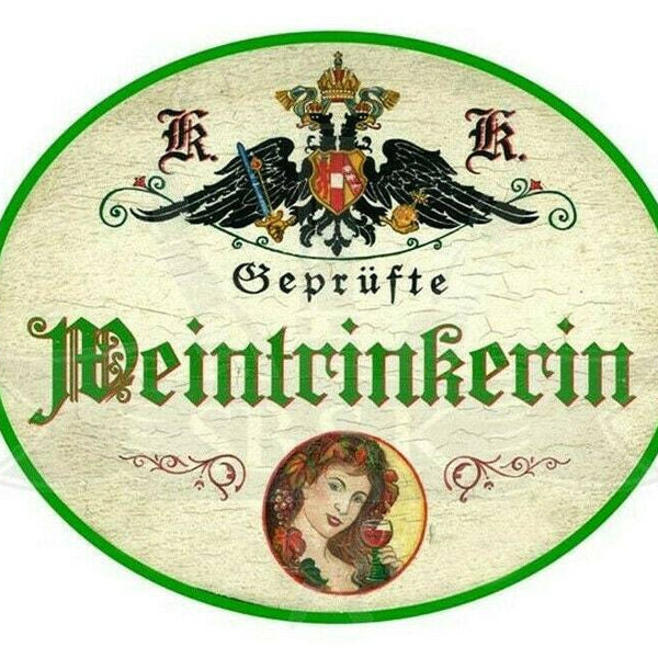 Kuk nostalgie holzschild "weintrinkerin"
