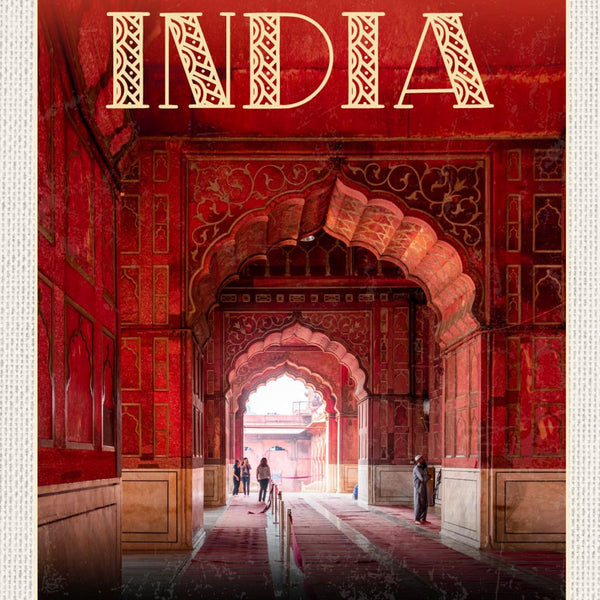 Schild India Indien Jama Masjid Moschee Delhi 12x18 20x30 30x40 Blech od. Holz