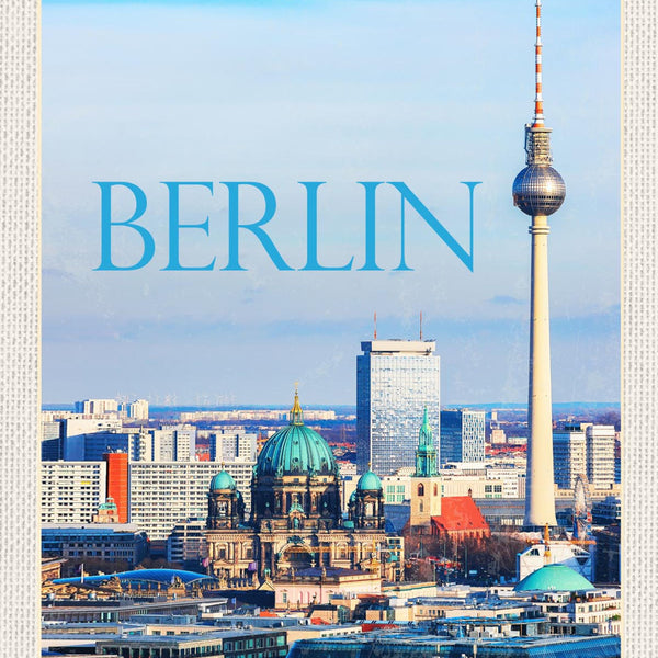 Schild Berlin Deutschland Stadt Ansicht Fernsehturm 12x18 20x30 30x40 Blech/Holz