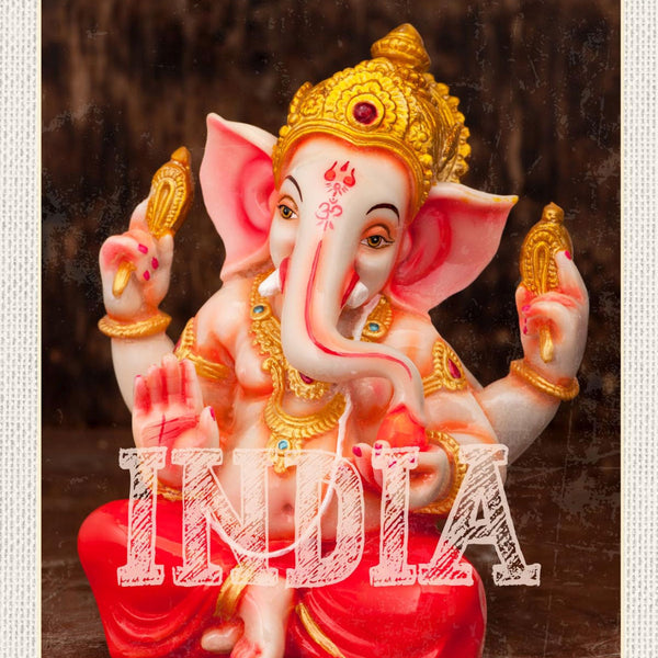 Schild India Indien Hinduismus Ganesha Gottheit 12x18 20x30 30x40 Blech/Holz