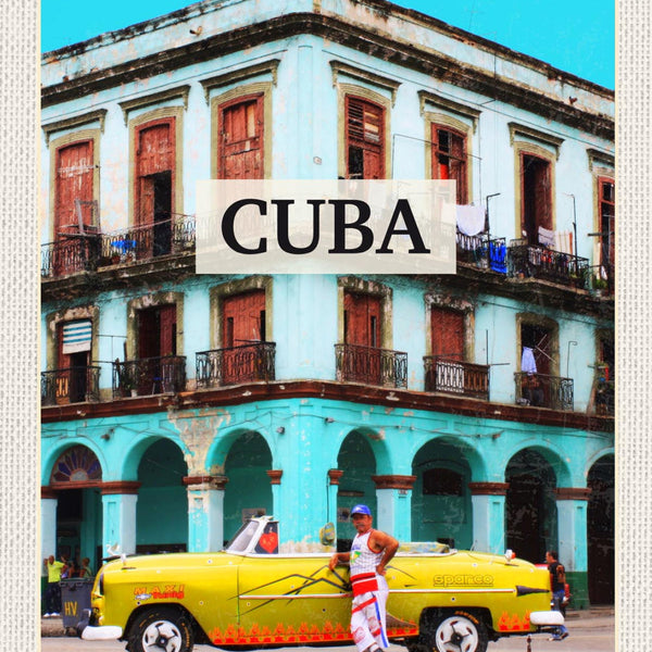 Schild Cuba Kuba Auto Oldtimer Gebäude 12x18 20x30 30x40 Blech od. Holz