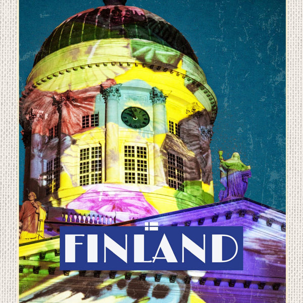 Schild Finland Finnland Lux Helsinki Licht Art Show 12x18 20x30 30x40 Blech/Holz