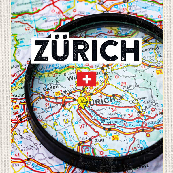 Schild Zürich Landkarte Atlas Stadt Schweiz 12x18 20x30 30x40 Blech/Holz