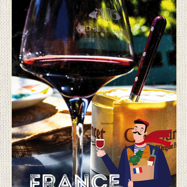 Schild France Frankreich Rot Wein Glas Alkohol 12x18 20x30 30x40 Blech/Holz