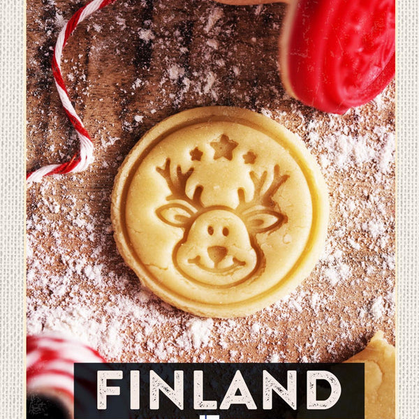 Schild Finland Finnland Rentier Kekse Plätzchen 12x18 20x30 30x40 Blech/Holz