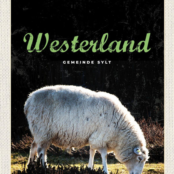 Schild Westerland Gemeinde Sylt Schaf Gras Weide D 12x18 20x30 30x40 Blech/Holz