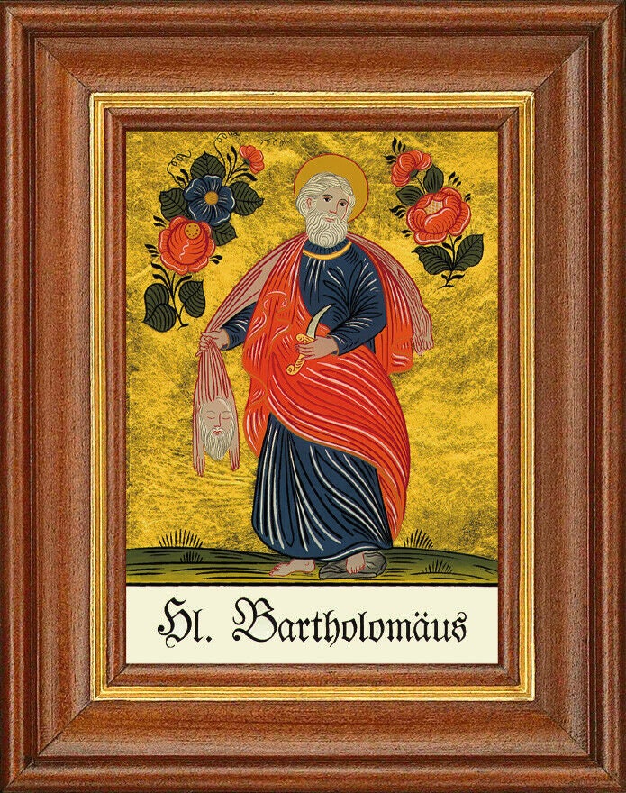 Hinterglasbild - hl. bartholomäus - patronatsbild taufe namenspatron 12,7x16 th