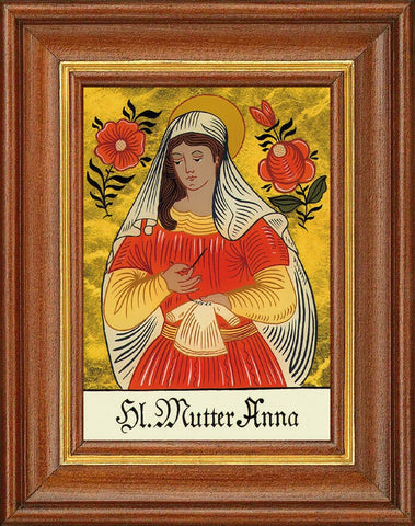 Hinterglasbild - hl. mutter anna - patronatsbild taufe namenspatron 12,7x16 th
