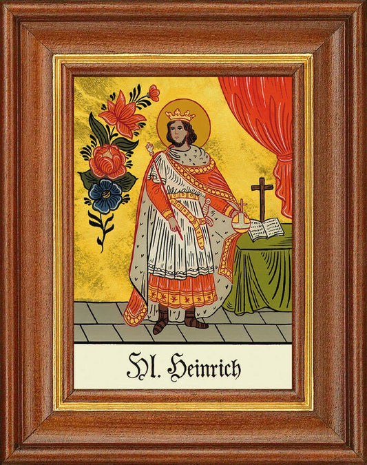 Hinterglasbild - heiliger heinrich - patronatsbild taufe namenspatron 12,7x16