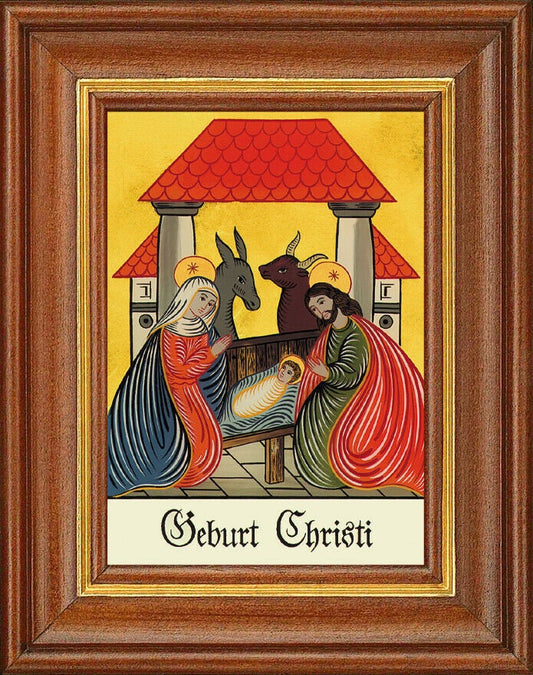 Hinterglasbild - geburt christi - patronatsbild taufe namenspatron 12,7x16
