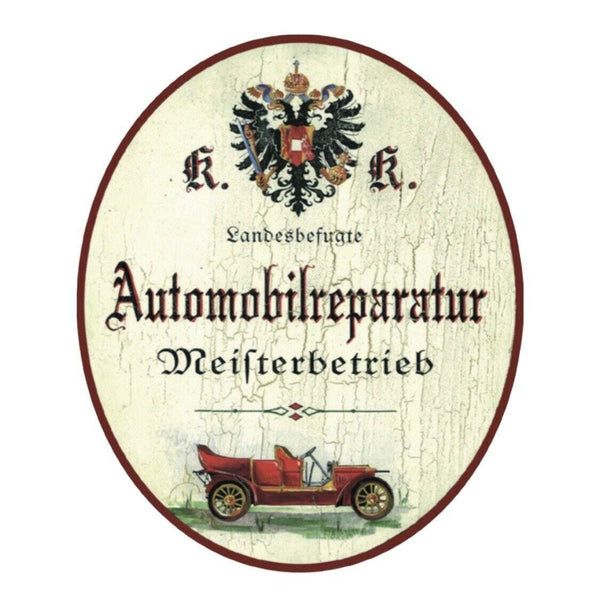 Kuk nostalgie holz schild  automobil reparatur kfz werkstatt meisterbetrieb
