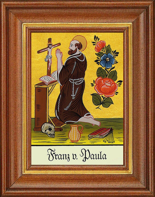Hinterglasbild - franz von paula - patronatsbild taufe namenspatron 12,7x16
