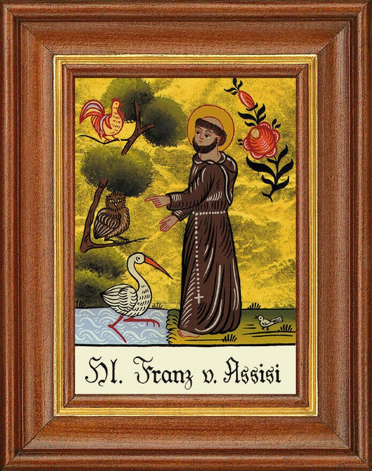 Hinterglasbild - hl. franz von assisi - patronatsbild taufe namenspatron 12,7x16