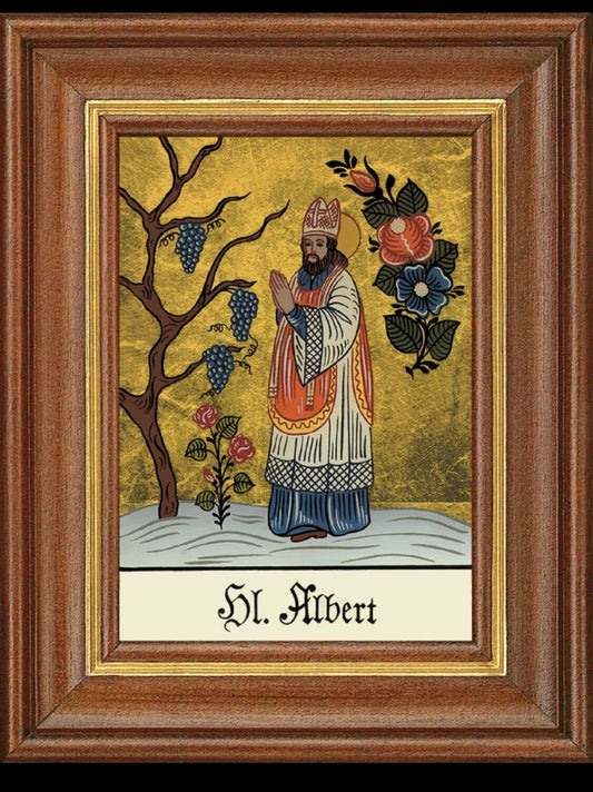 Hinterglasbild heiliger albert patronatsbild taufe namenspatron  12,7x16