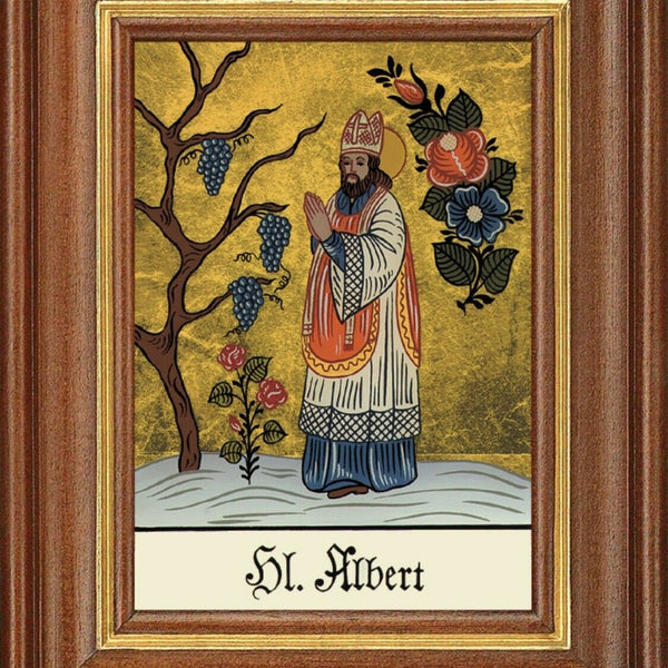 Hinterglasbild heiliger albert patronatsbild taufe namenspatron  12,7x16