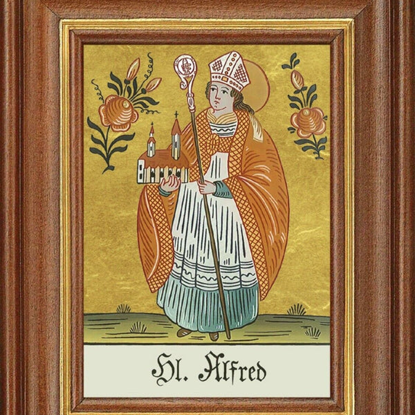 Hinterglasbild heiliger alfred patronatsbild taufe namenspatron  12,7x16