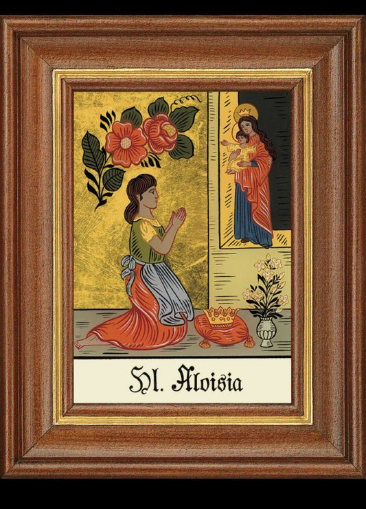Hinterglasbild heilige aloisia patronatsbild taufe namenspatron  12,7x16