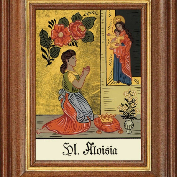 Hinterglasbild heilige aloisia patronatsbild taufe namenspatron  12,7x16