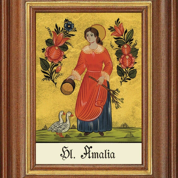 Hinterglasbild heilige amalia patronatsbild taufe namenspatron  12,7x16