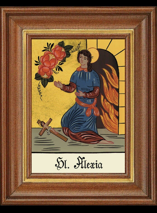 Hinterglasbild heilige alexia patronatsbild taufe namenspatron  12,7x16