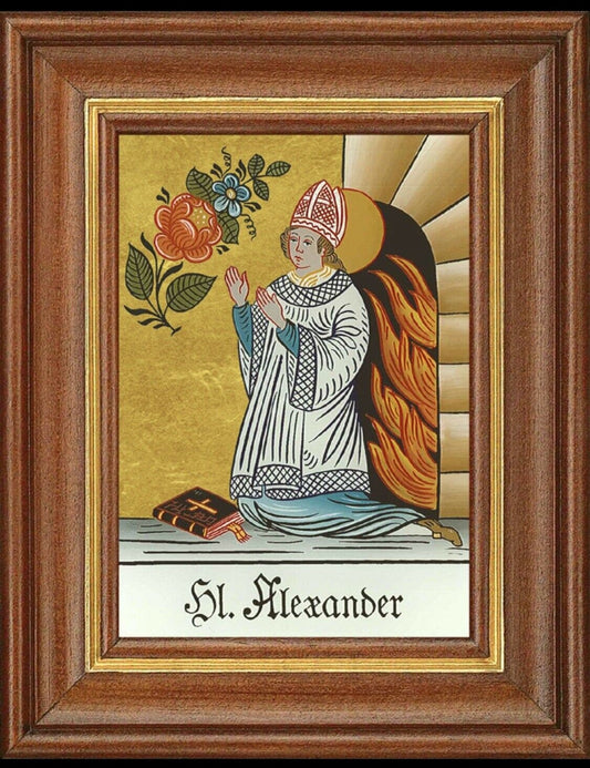 Hinterglasbild heiliger alexander patronatsbild taufe namenspatron  12,7x16