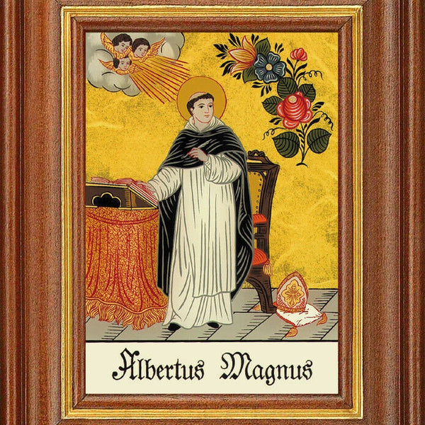 Hinterglasbild - albertus magnus - patronatsbild taufe namenspatron 12,7x16 th