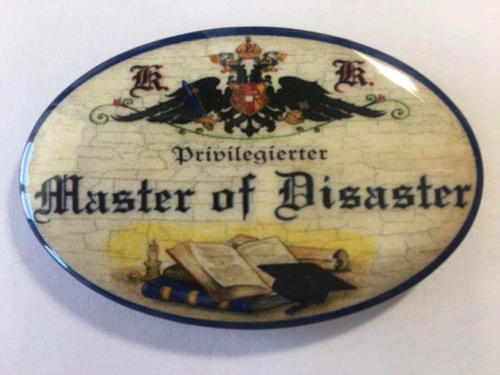 Nostalgie flaschenöffner magnet priviligierter master of disaster studentenmütze