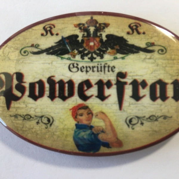 Nostalgie flaschenöffner magnet geprüfte powerfrau