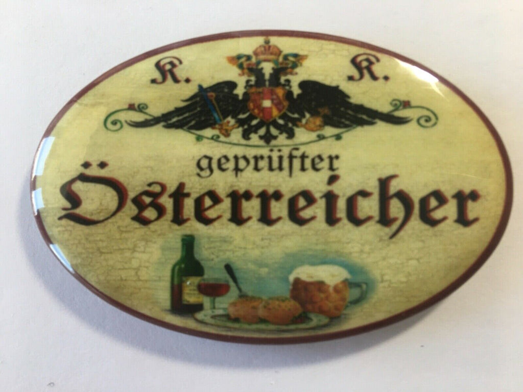 Nostalgie flaschenöffner magnet geprüfter österreicher wein bier