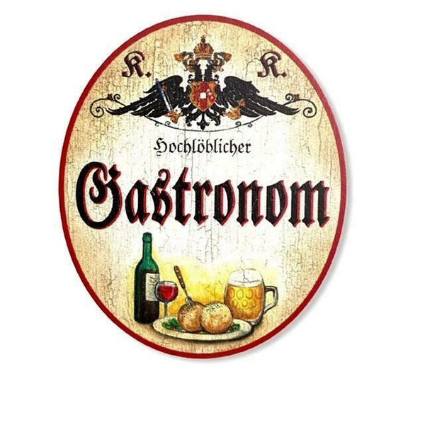 Kuk nostalgie holzschild gastronom schild