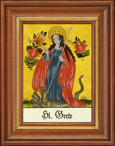 Hinterglasbild - heilige grete - patronatsbild taufe namenspatron 12,7x16