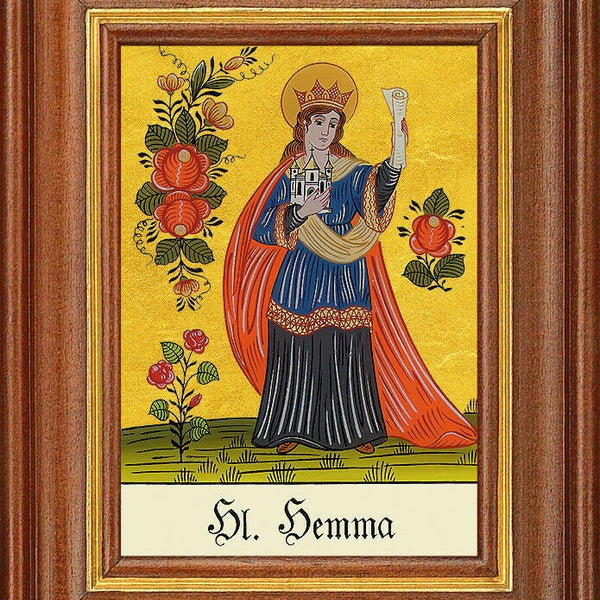 Hinterglasbild - heilige hemma - patronatsbild taufe namenspatron 12,7x16
