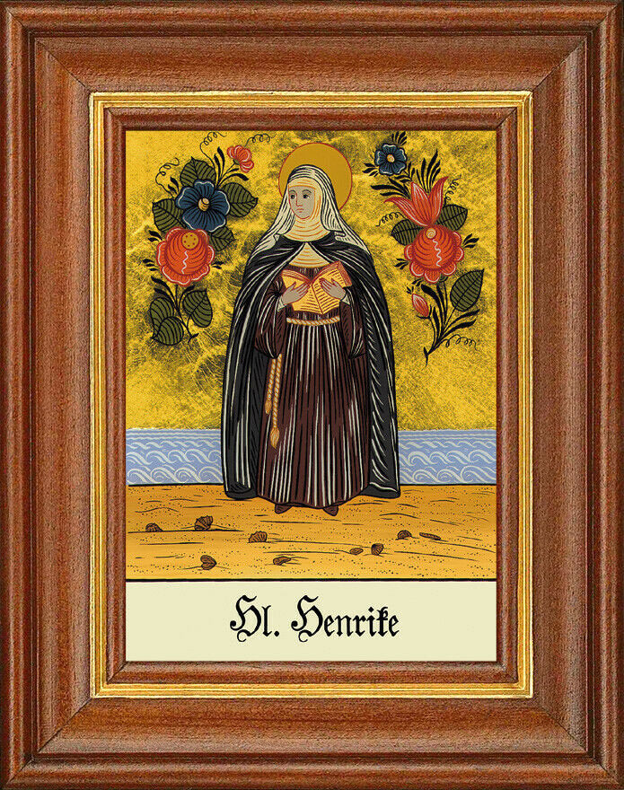 Hinterglasbild - heilige henrike - patronatsbild taufe namenspatron 12,7x16