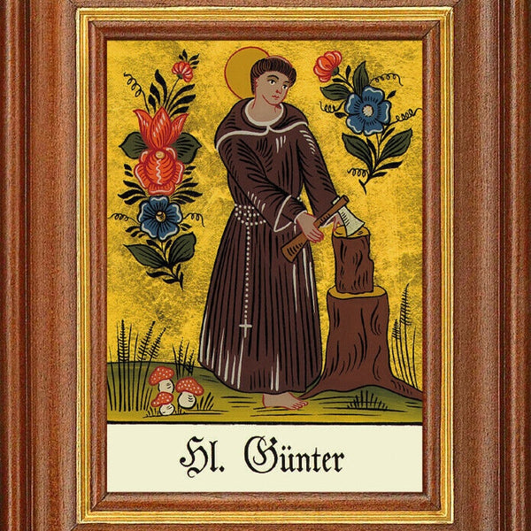 Hinterglasbild - heiliger günter - patronatsbild taufe namenspatron 12,7x16