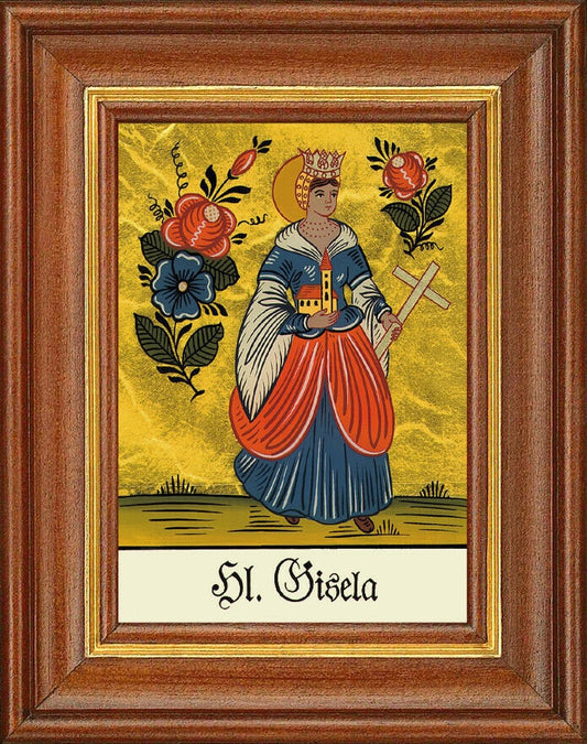 Hinterglasbild - heilige gisela - patronatsbild taufe namenspatron 12,7x16